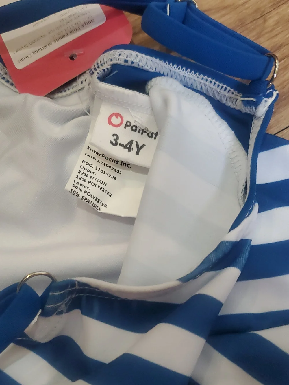 Blue & White Striped Mommy And Kids One-Piece Swimsuit - Matching - Picture 7 of 7